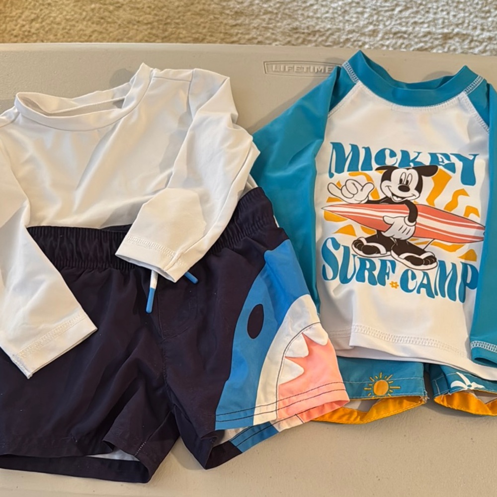 Disney Blue and White Rashguard Swimwear - 2  Sets
